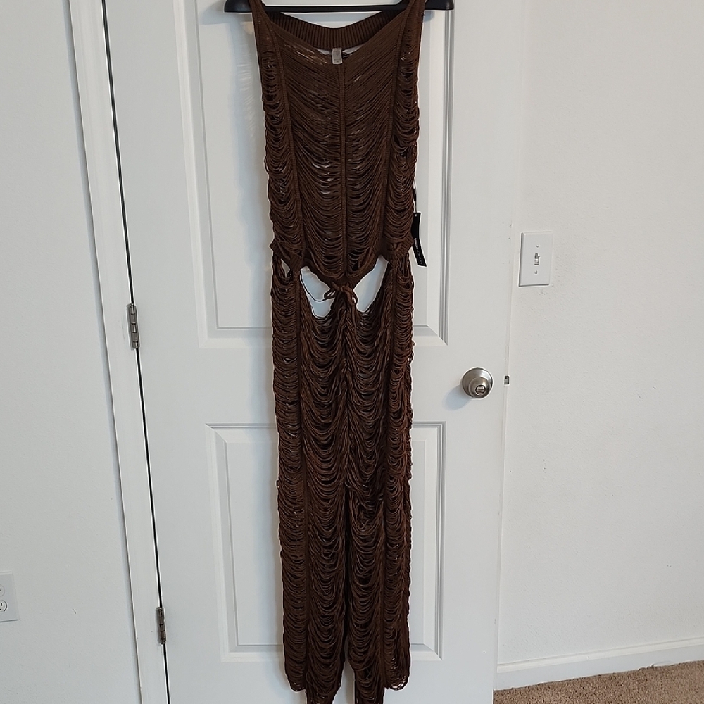 Fashion Nova Brown Knit Swim Coverup